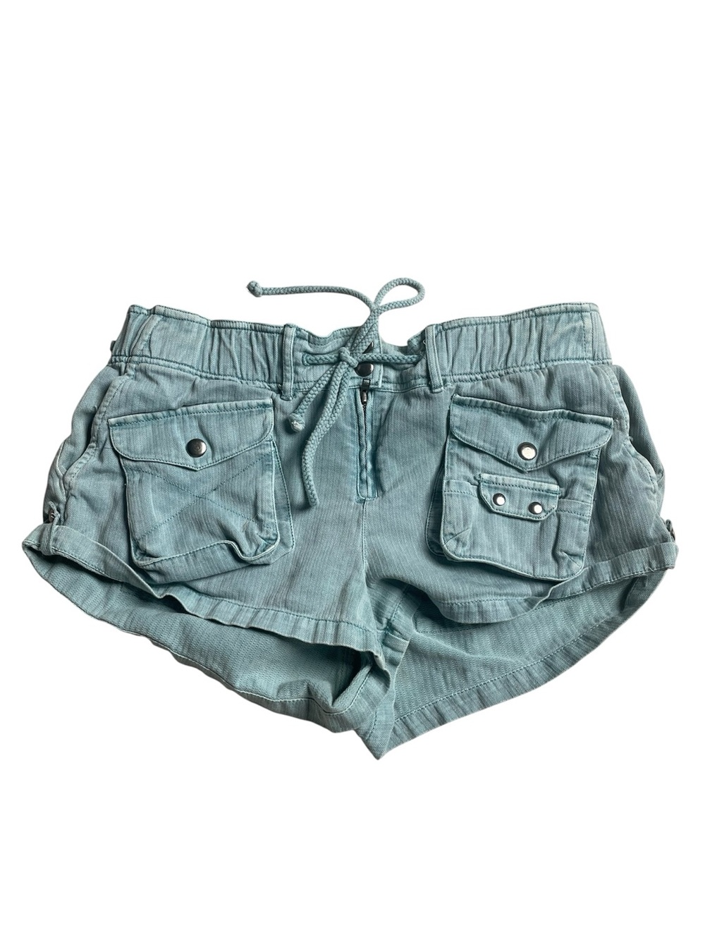 Free People Teal Cargo Drawstring Women's Shorts